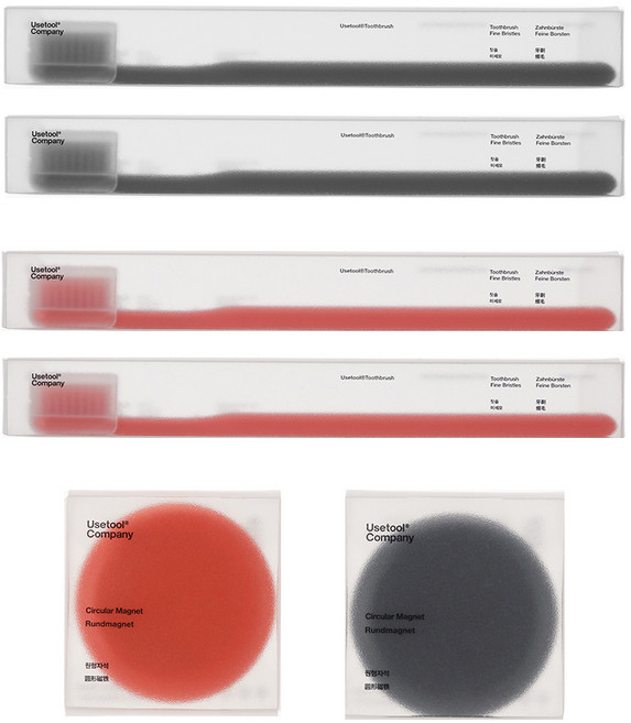 유즈툴컴퍼니 투스브러쉬 미세모 칫솔 2p + 원형자석 오렌지 세트 + 칫솔 2p + 원형자석 블랙 세트, 1세트