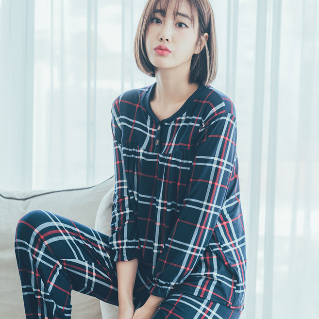 디에스도씨 여성용 피치기모 긴팔 잠옷 상하세트