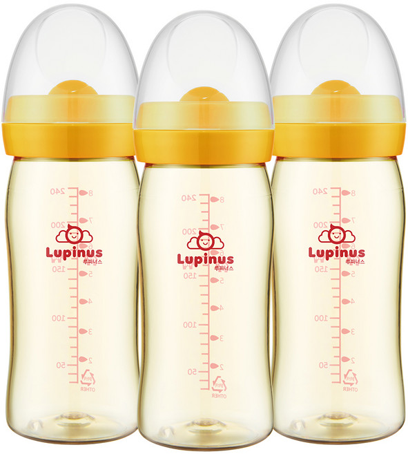 루피너스 PPSU 노꼭지 젖병 240ml 트리플팩, 03.(트리플팩)PPSU젖병 240ml (옐로우), 옐로우, 1개