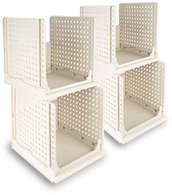 키친앤홈 접이식 슬라이딩 리빙박스, 화이트, 4개