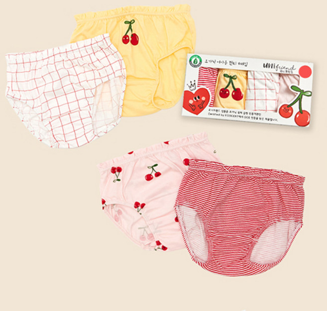 유니프랜드 여아용 슈슈 삼각 팬티 4종세트