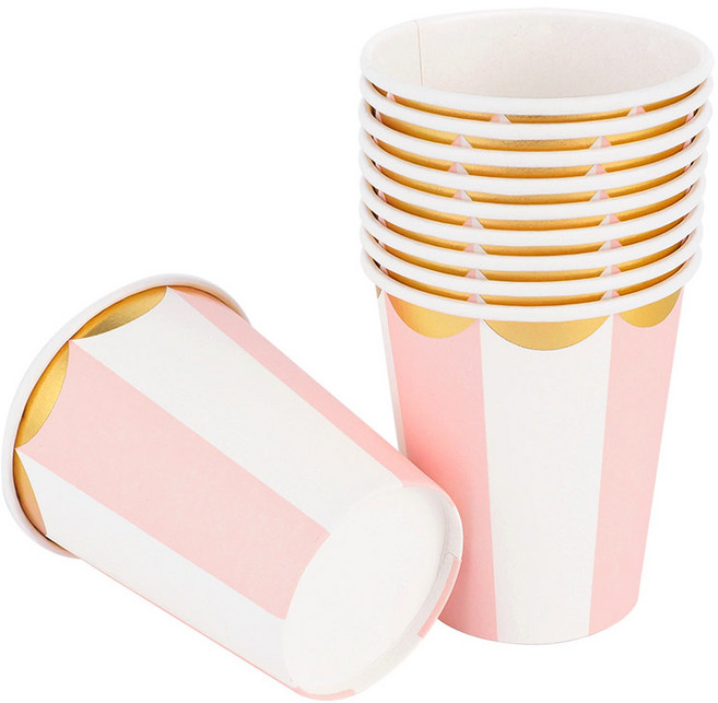 스트라이프 파티컵 핑크 240ml, 30개입, 1세트