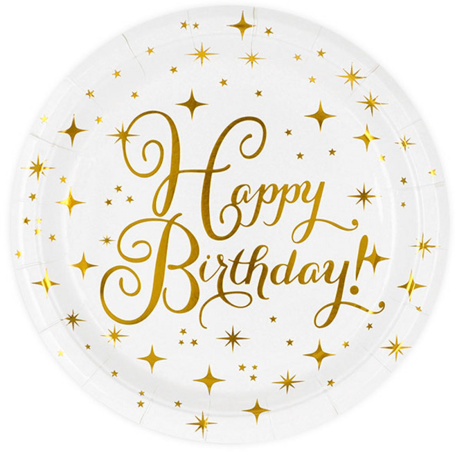 레터링 파티접시 해피벌스데이 화이트 18cm, 30개, 1개