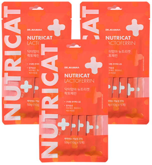 닥터맘마 고양이 짜먹는 간식영양제 뉴트리캣 락토페린 50g, 닭가슴살, 3개