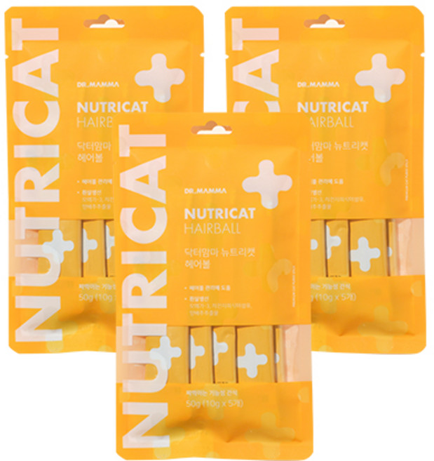 닥터맘마 고양이 짜먹는 간식영양제 뉴트리캣 헤어볼 50g, 흰살생선, 3개