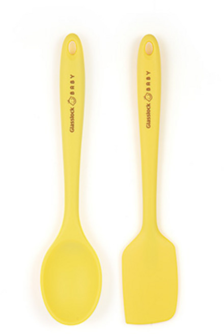 글라스락 베이비 실리콘 조리도구 세트, 조리스푼 + 스파츌라, 1세트, 옐로우