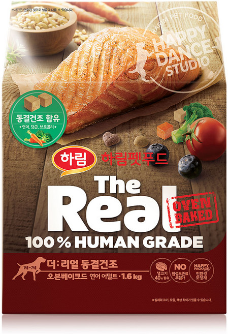 하림펫푸드 어덜트 강아지 더리얼 동결건조 오븐베이크드 건조생식사료, 연어, 1.6kg, 1개