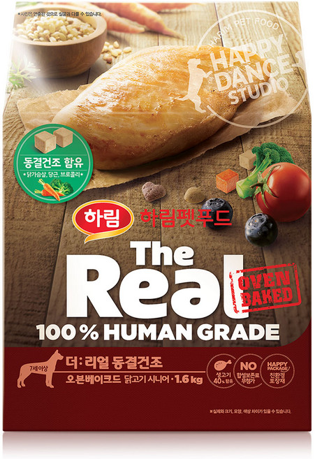 하림펫푸드 시니어 강아지 더리얼 오븐베이크드 동결건조 사료, 닭, 1.6kg, 1개
