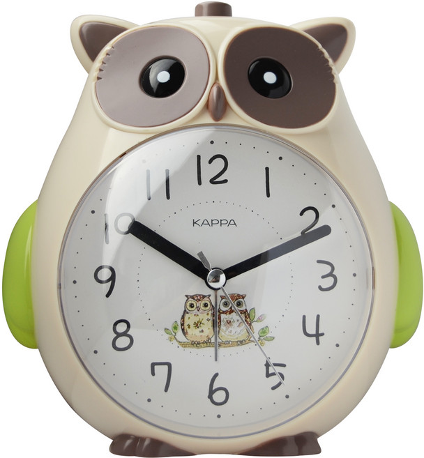KAPPA 큐트 부엉이 저소음 멜로디 알람 탁상시계, 아이보리
