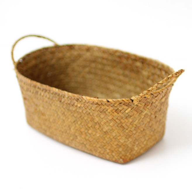 내일의공간 손잡이 원형 라탄 과일 바구니, 네츄럴, 1개