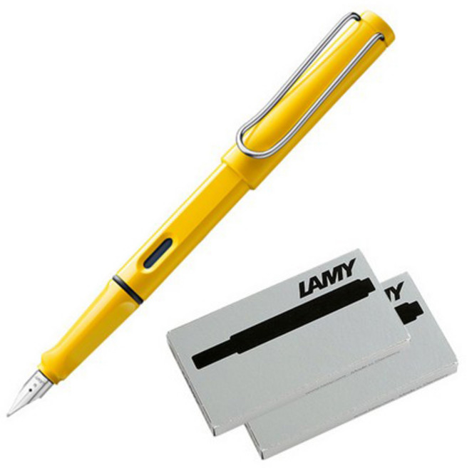 LAMY 사파리 실속세트 만년필 + 잉크카트리지 2p, F, 옐로우