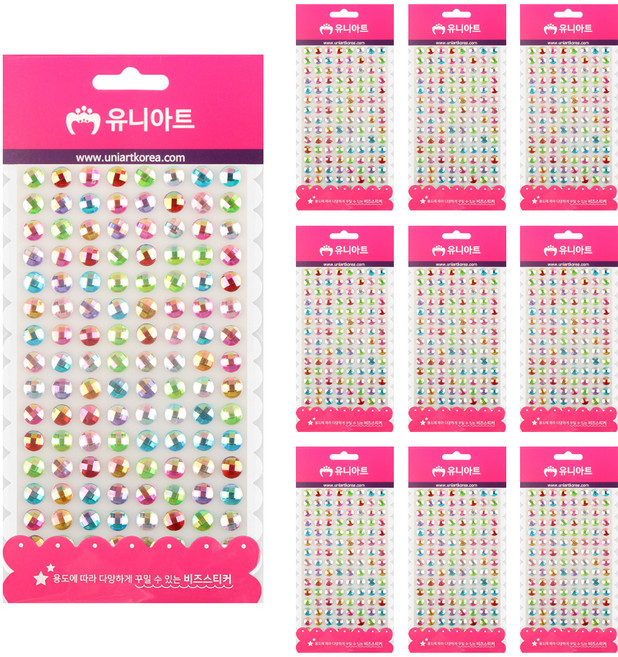 유니아트 비즈스티커 89번, 혼합색상, 10개