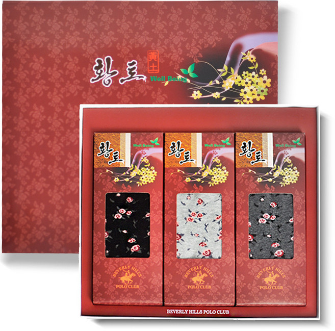 비버리힐스폴로클럽 여성용 패션 황토 플라워 양말 선물세트 3족세트