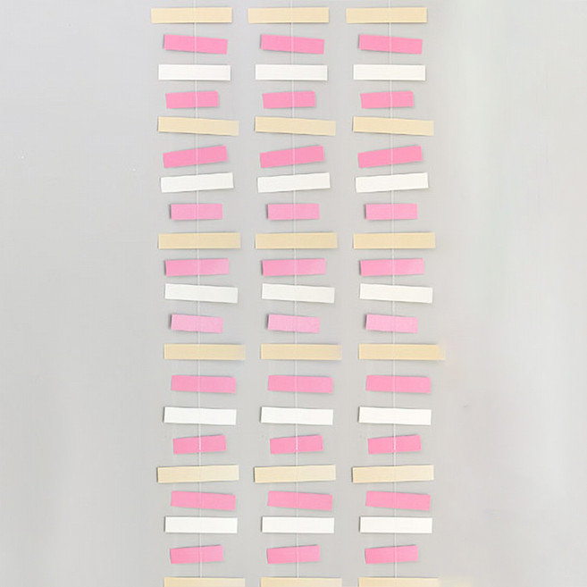 조이파티 페이퍼 네모 가랜드 3p, 러블리핑크