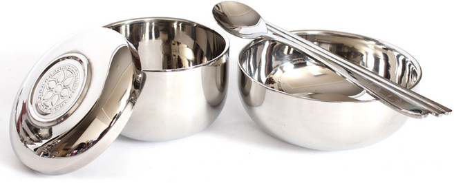 이중진공 반상기 1인분 식기세트 5p, 랜덤 발송, 밥그릇 + 뚜껑 + 국그릇 + 수저 + 젓가락, 1세트