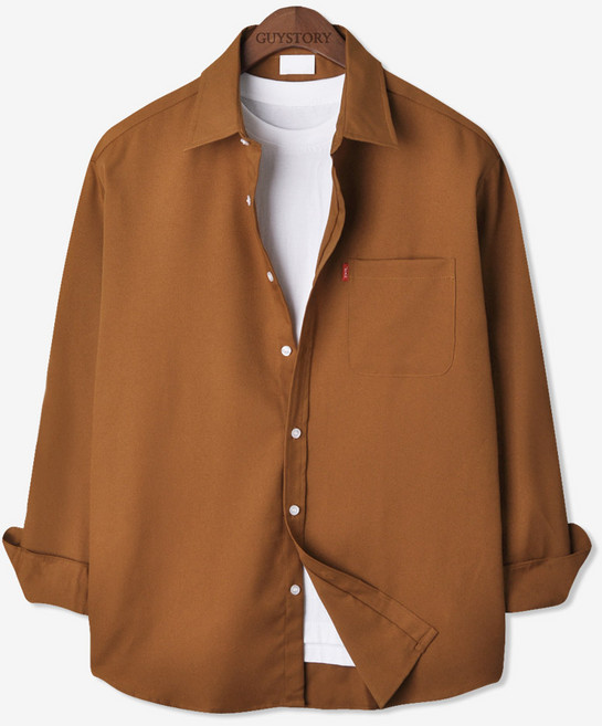Guystory 男士四季漁夫口袋長袖大尺碼休閒襯衫