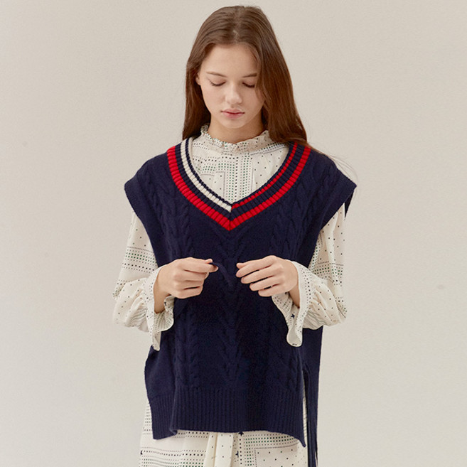 아이아이 OVERSIZED V NECK VEST EETZ3NTR01W