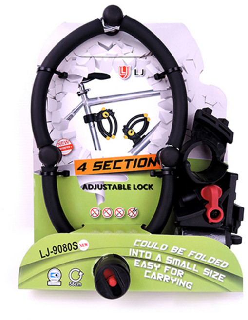 LJ 사관절 자전거 자물쇠 LJ9080SNA+B, 혼합색상, 1개