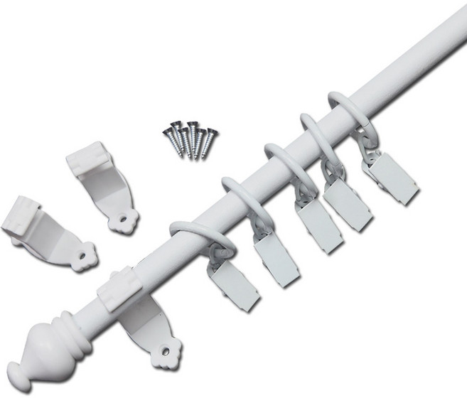 썬데코 15mm 바란스용 커튼봉 + 집게링 67mm 세트, 화이트