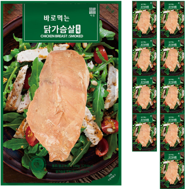 아침 바로먹는 닭가슴살 훈제, 10개, 100g