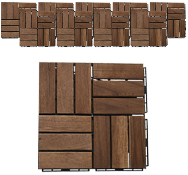 아이엘컴퍼니 아카시아 원목 데크 타일, 월넛, 10개