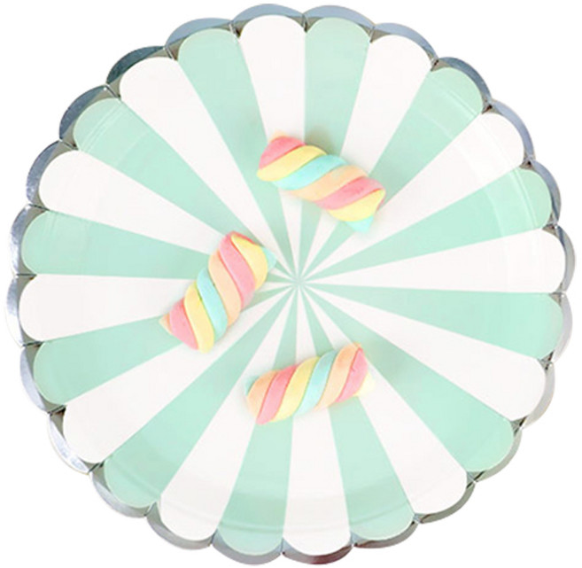 파티 테이블 식기 10p 세트 스트라이프 민트, 10개입, 1개