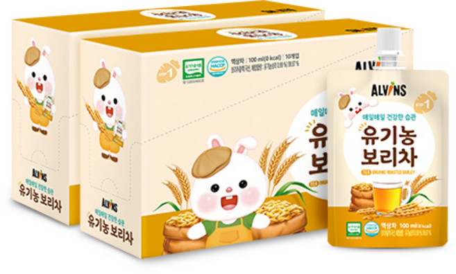 엘빈즈 매일매일 건강한습관 유기농 보리차, 1L, 2개