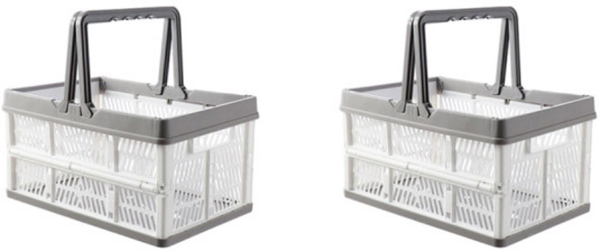 아리코 접이식 리빙 바스켓 29.8 x 19.7 x 15.6 cm, 화이트, 2개
