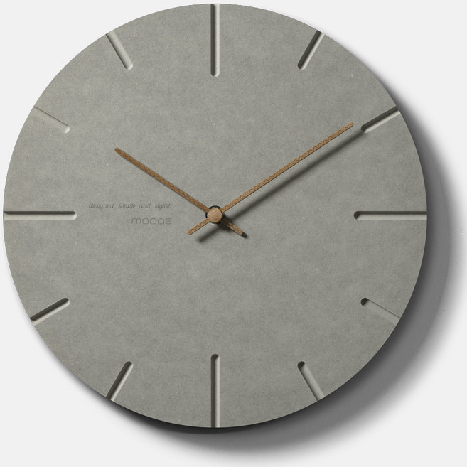 mooqs 콘크리트 무소음 벽시계, 그레이