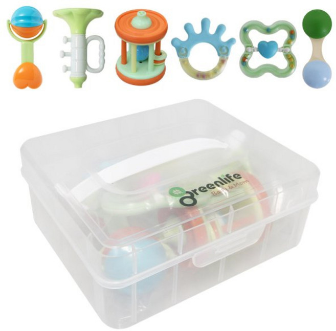 Greenlife 딸랑이 + 치발기 세트, 혼합색상, 1세트