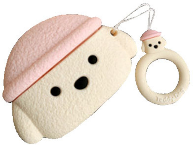 모자 쓴 강아지 에어팟 프로 케이스 + 미니어처 키링, 핑크 모자 강아지, 1개