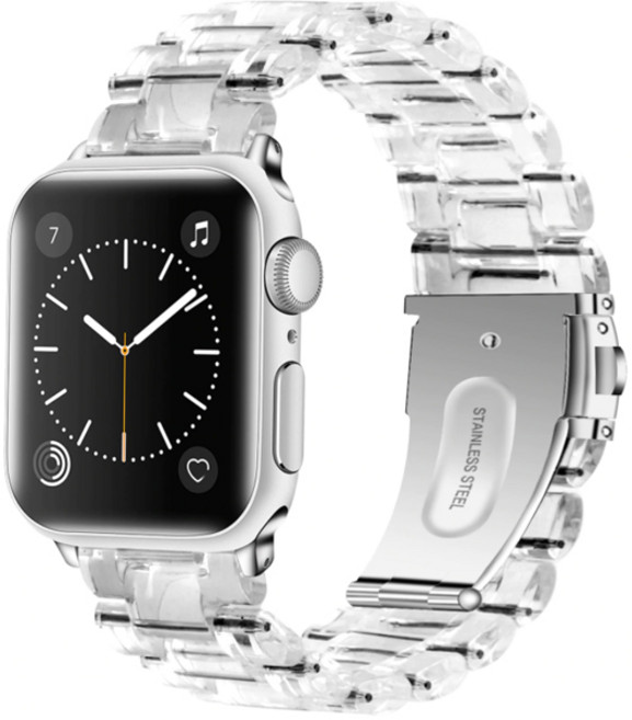 하마테 애플워치 1/2/3/4/5 세대 호환 클리어 메탈밴드 38/40 mm, 투명, 1개
