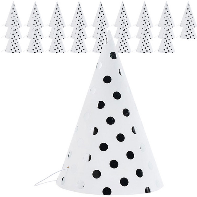 파티고깔모자 10p + 끈 10p, 도트 실버, 3세트