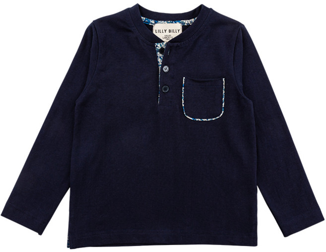 릴리빌리 남아용 리버티 포켓 긴소매 코튼 티셔츠