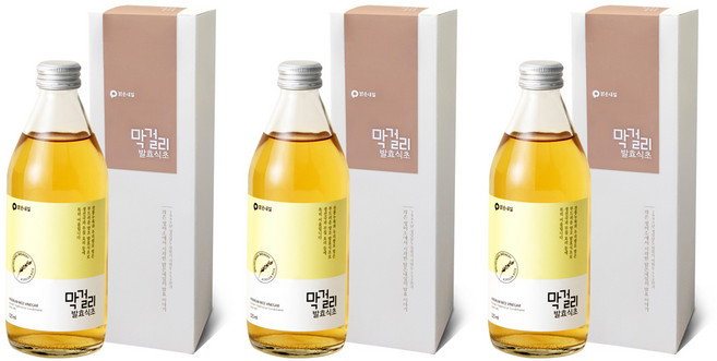 맑은내일 프리미엄 막걸리 발효 식초 + 쇼핑백, 325ml, 3개