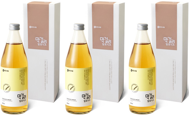 맑은내일 프리미엄 막걸리 발효 식초 + 쇼핑백, 500ml, 3개
