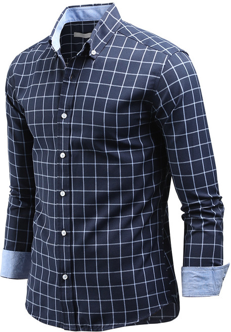 다꾸앙 남성용 플러팅격자 체크 긴팔 셔츠 C08D14_sp2184