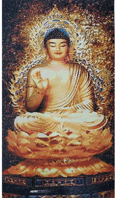 ZEZENEW 黃金彌勒佛像寶石十字繡DIY套組, 混合色, 1個