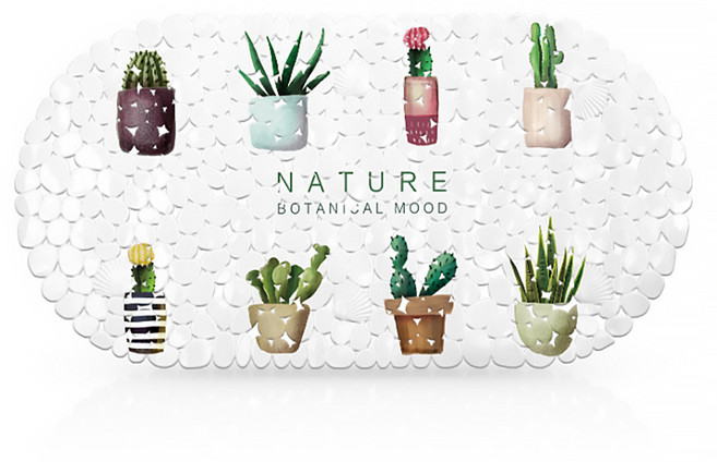 알럽홈 PVC 욕실 프린팅 논슬립 매트, 선인장, 1개