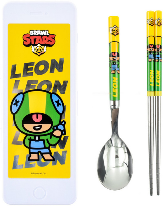 릴팡 브롤스타즈 스마트폰 진공 숟가락 + 젓가락 + 케이스 세트 BR6469, 1세트