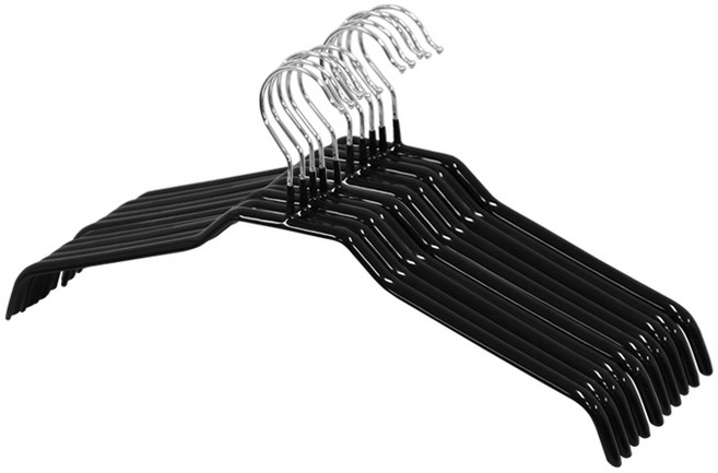 논슬립 코팅 셔츠 자켓 상의 옷걸이, 블랙, 10개