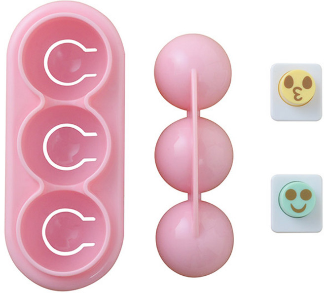 미니 주먹밥틀 1개 + 펀치2개 세트, 핑크, 1세트