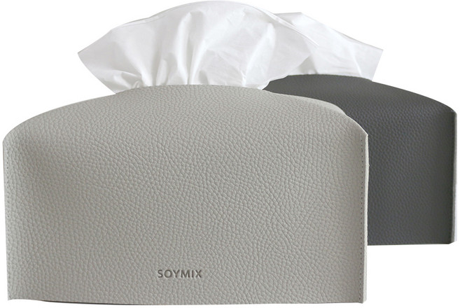 소이믹스 스킨레더 가죽 티슈커버 2p, 그레이 + 다크그레이