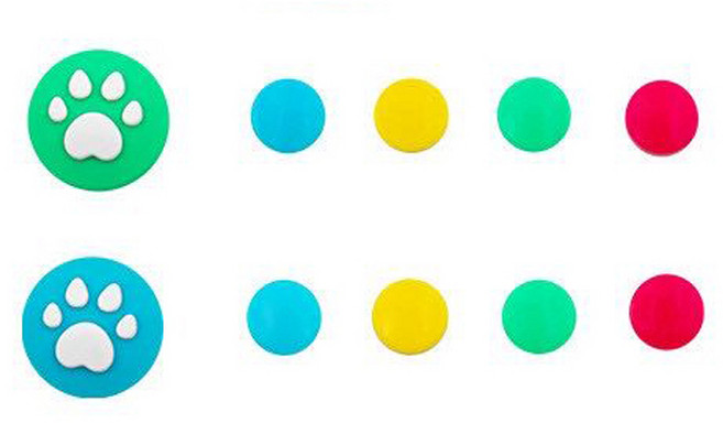 호후 닌텐도 스위치 냥발 조이콘 조이 스틱 버튼 보호 키캡 커버 세트 그린 + 블루 + 레인보우, 1세트