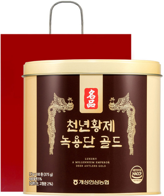 천년황제 녹용단 골드 환 + 쇼핑백, 3.75g, 1세트