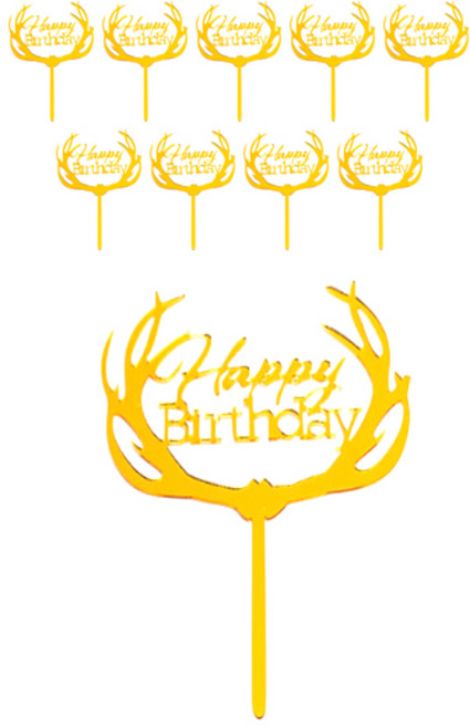 파티팡 케이크토퍼 생일데코픽 월계관, 골드, 10개