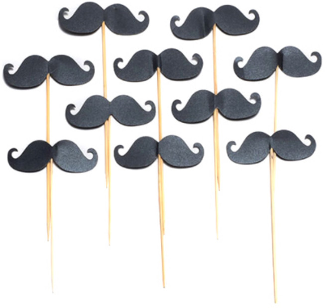 파티팡 케이크토퍼 데코픽 수염, 블랙, 100개