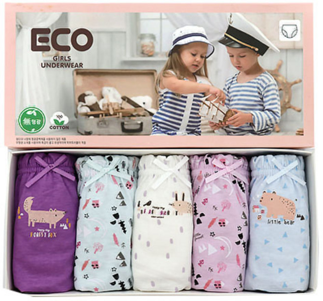 에코언더웨어 여아용 애니주주 삼각팬티 5종 세트