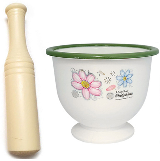 이티엔 들국화 절구방망이 + 절구통, 1세트