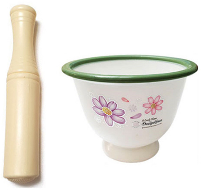 이티엔 들국화 절구방망이 + 절구통, 1세트